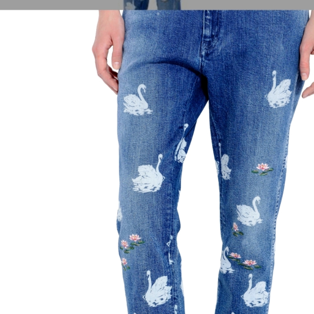 Rare Stella McCartney limited edition  embroidered swan Jean size 26